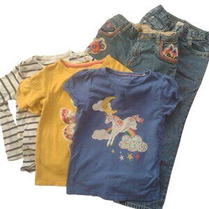 Girls Mixed Clothing Bundle Sz 7 Embroidered Jeans 3 Tops Mini Boden Crewcuts